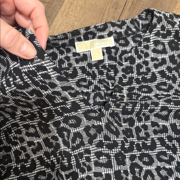 Michael Kors Black and Gray Leopard Print Blouse - Picture 4 of 9